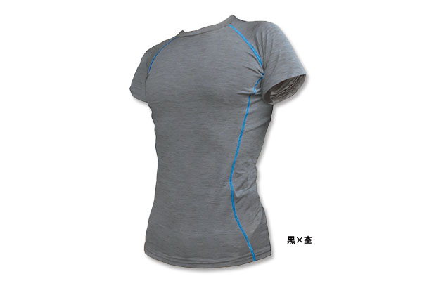 冷感コンプレッション 半袖Tシャツ 66-60（杢×黒）